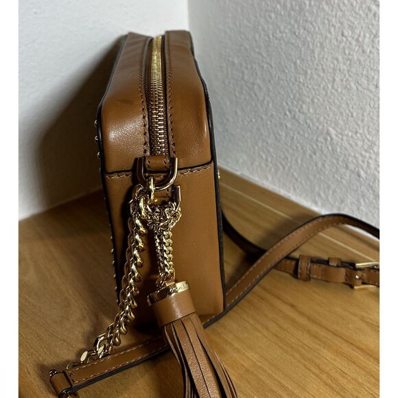 Michael Kors Brown Signature Coated Twill Crossbody with Studs NWOT - Picture 4 of 8